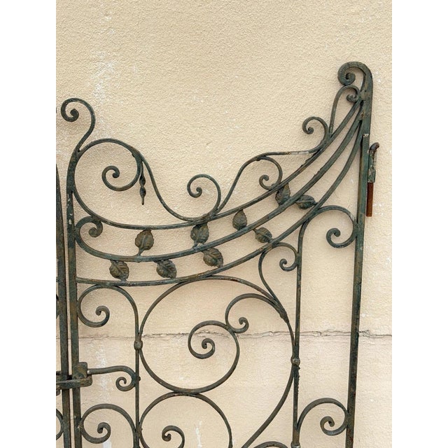 Early 20th Century Antique Spanish Renaissance Scrolling Wrought Iron 57 X 45 Garden Entry Gate Set For Sale - Image 5 of 18