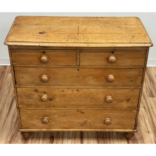Antique English Victorian Pine Chest of Drawers For Sale - Image 4 of 15