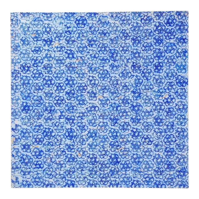 Contemporary Blue on White Abstract Oil on Canvas Painting by Kirsten Doyle For Sale