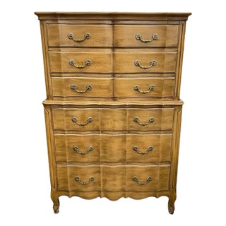 1940s Davis Cabinet Co. Solid Ash Highboy Chest-on-Chest Dresser. Ralph Lauren Country Manor Style For Sale