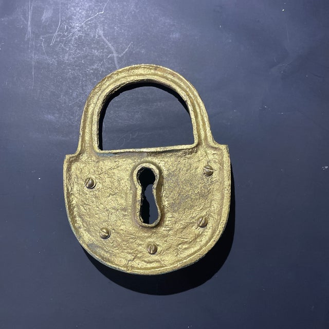 Patina Brass Pad Lock Shaped Hook For Sale - Image 4 of 4