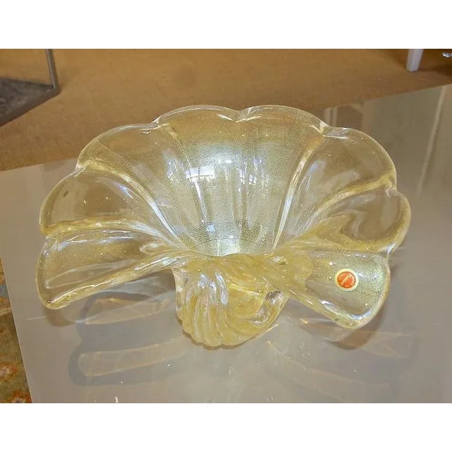 Mid-Century Modern 1970's Large Barovier Murano Gold Shell Centerpiece Bowl For Sale - Image 3 of 11