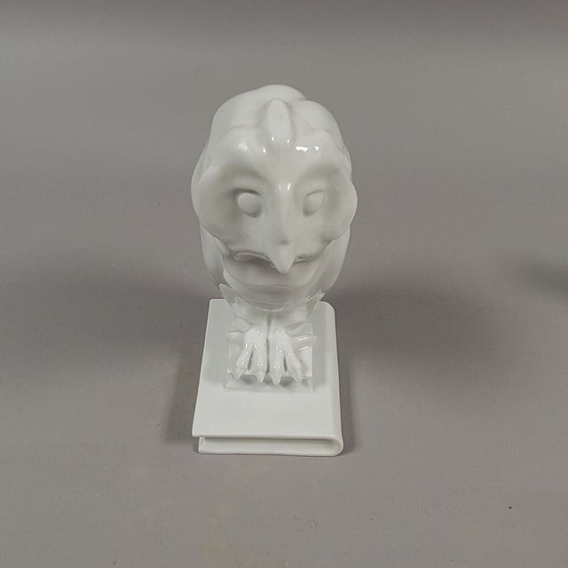 Herend White Porcelain Owl For Sale - Image 9 of 9