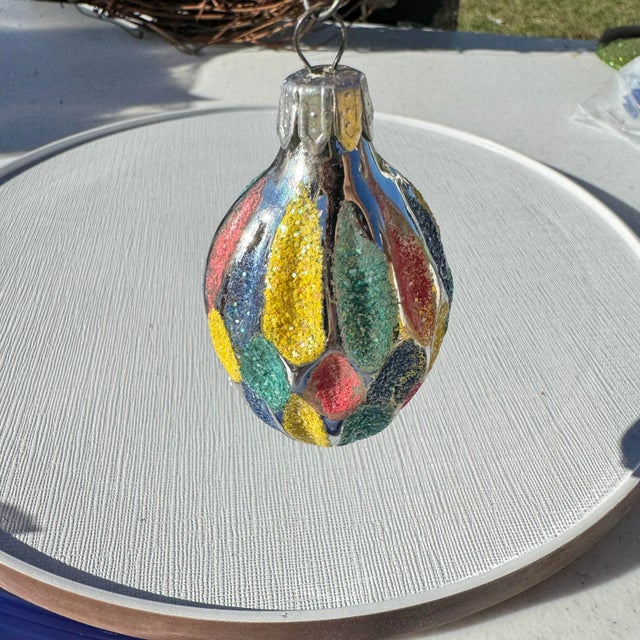 1950s 1950s Harlequin Indented All Over Blown Glass Christmas Ornament For Sale - Image 5 of 6