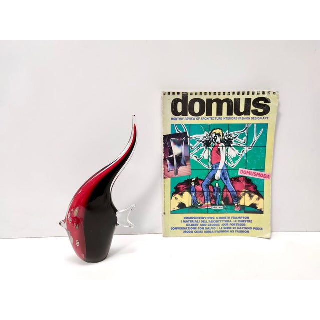 Postmodern Vintage Black and Red Blown Murano Glass Fish, 1980s For Sale - Image 3 of 15