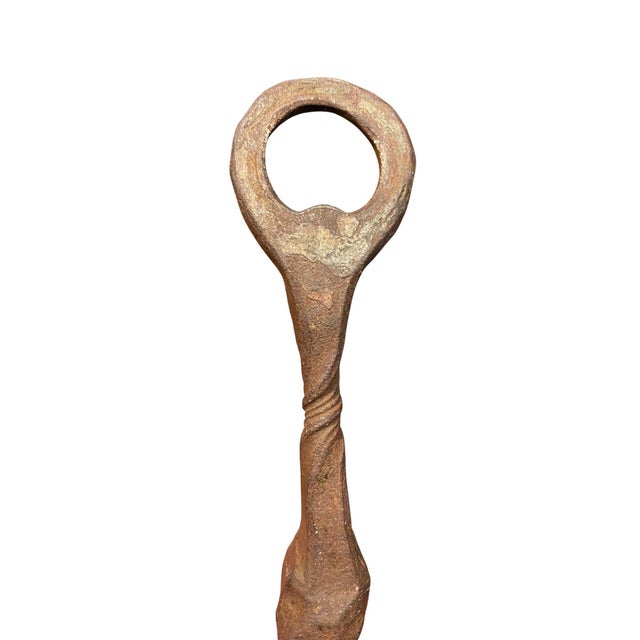 Antique Folk Art Bottle and Can Opener Hand Forged Iron Church Key With Crow's Head For Sale In San Francisco - Image 6 of 9
