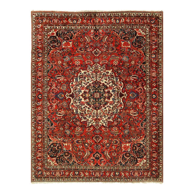 Persian Semi Vintage Bakhtiari Hand-Knotted Rug 9'6'' X 12'7'' For Sale