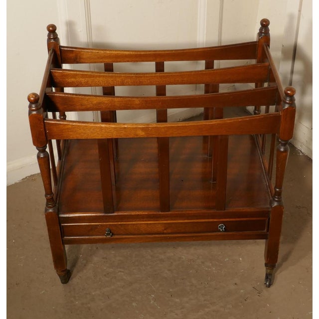 English Walnut Canterbury Magazine Stand For Sale - Image 6 of 9