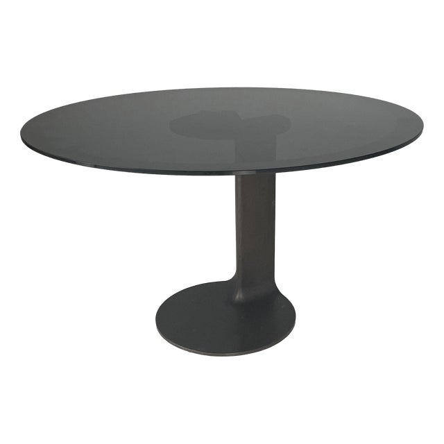 Italian Modern Round TL59 Dining Table attributed to Afra and Tobia Scarpa for Poggi, 1980s For Sale