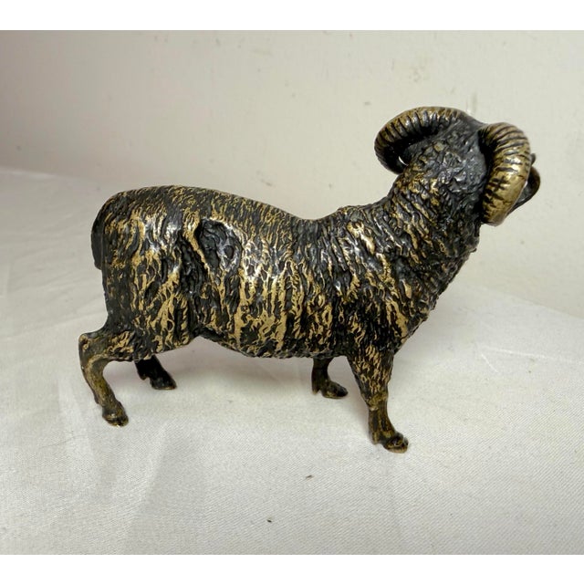 Antique 1800's Austrian Miniature Bronze Ram Statue Figure Sculpture Realistic For Sale - Image 9 of 13