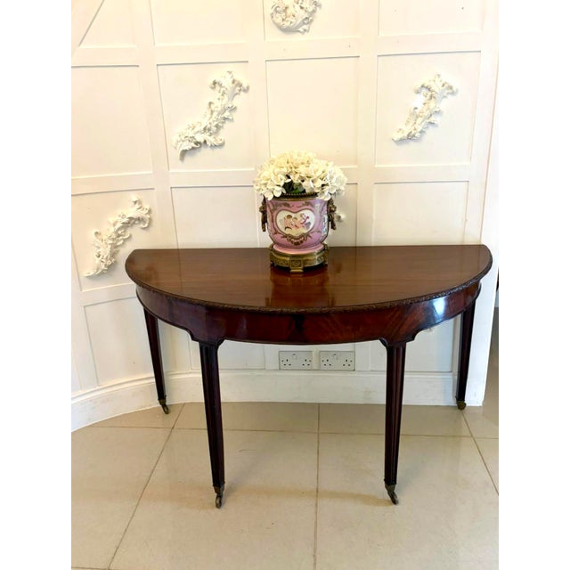 Large Antique Victorian Mahogany Demi Lune Console Tables, 1850s, Set of 2 For Sale - Image 4 of 17