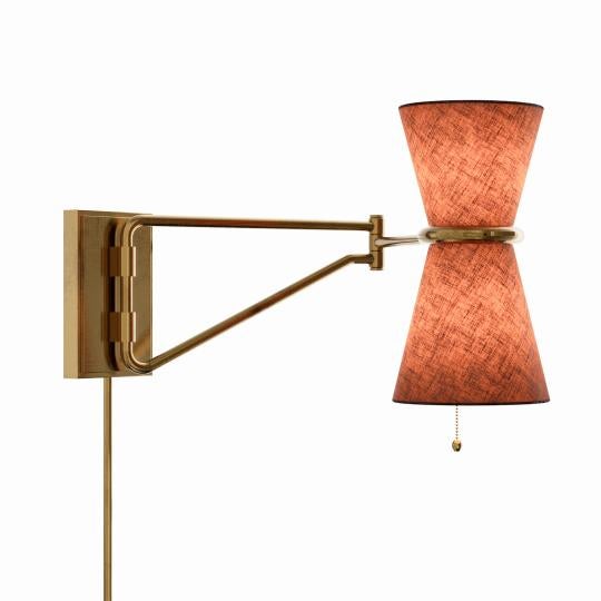 Gable Swing Arm Sconce, Antique Natural Brass with Russet Shade For Sale - Image 4 of 8