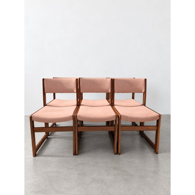 Brown Modernist Cubic Dining Chairs, 1970s, Set of 6 For Sale - Image 8 of 9
