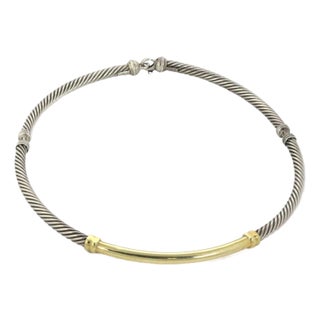 David Yurman Cable Necklace Sterling Yellow Gold 14k Wire Choker For Sale
