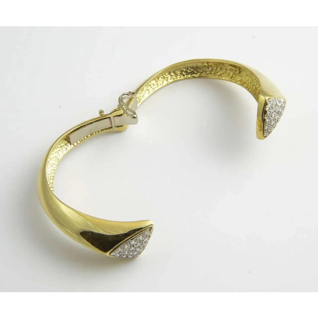 Metal 1970s Diamond Gold Bangle Bracelet For Sale - Image 7 of 9