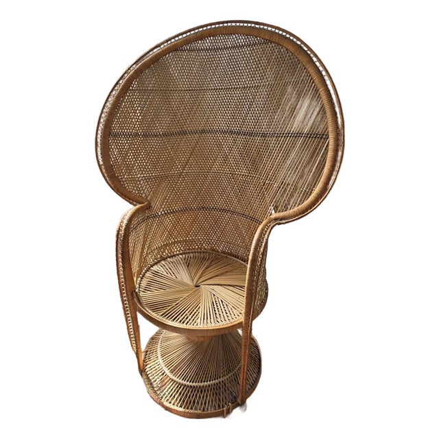 1990s Wicker Fan Back Chair For Sale