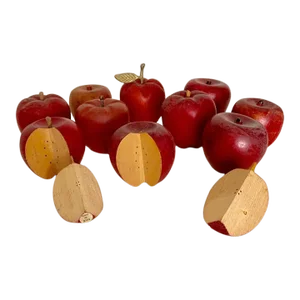 Vintage Red Wooden Decorative Apples - 11 Pc Set