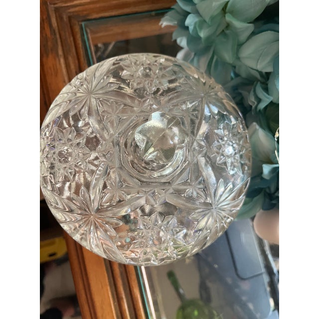 Glass Vintage Anchor Hocking “Prescut” Crystal Clear Glass Candy Dish W/ Lid For Sale - Image 7 of 7