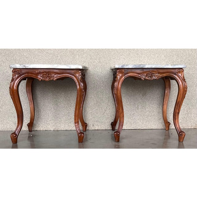 Early 20th Century Louis XV Style Set of Two Coffee Table with Marble-Top For Sale - Image 17 of 18