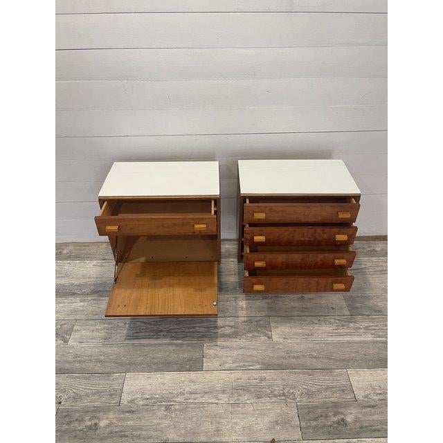 Vintage End Tables with White Glass by Novy Domov, 1965, Set of 2 For Sale - Image 4 of 8