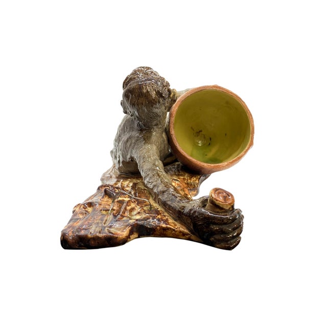 De Majo Monumental Majolica Monkey Wall Pocket by Wayte & Ridge, English, Ca. 1880 For Sale - Image 4 of 9