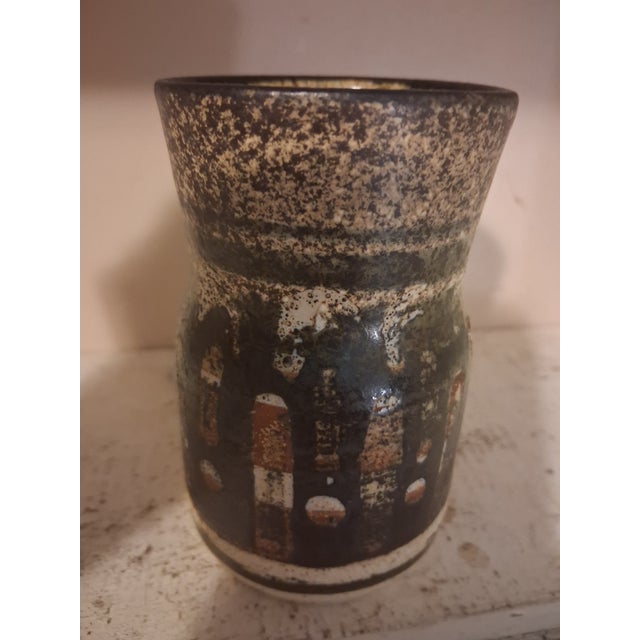 Vintage Lapid Israel Art Pottery Vase #60 Mid Century Modern Brutalist Fat Lava For Sale - Image 9 of 10