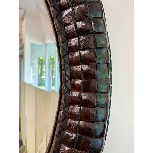 Contemporary 1980s Coconut Shell Round Mirror For Sale - Image 3 of 11