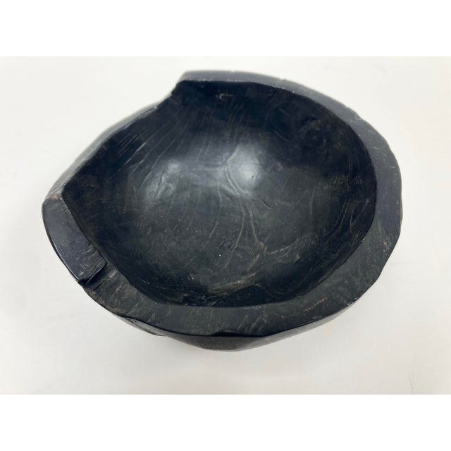 Ebony 1990s Charred Wood Bowl in Satin Finish For Sale - Image 8 of 9