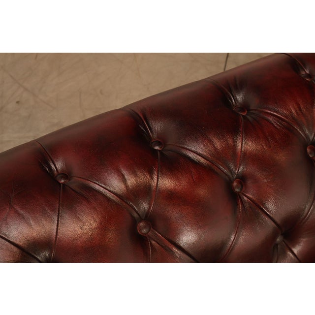 Chesterfield Style Oxford Red Tufted Leather Sofa For Sale - Image 14 of 18