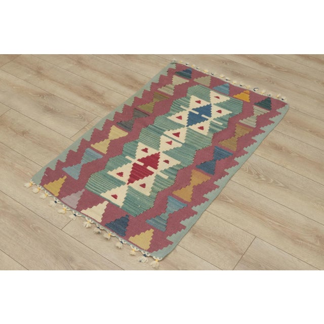 1960s Vintage Hand Knotted Kilim Rug For Sale - Image 4 of 12