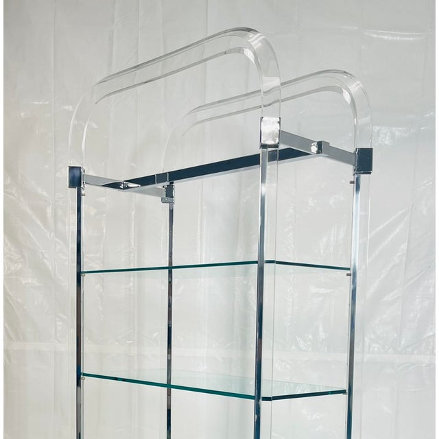 1970s Charles Hollis Jones Lucite & Chrome Etagere, Signed 1974 – Adjustable Shelves For Sale - Image 10 of 18