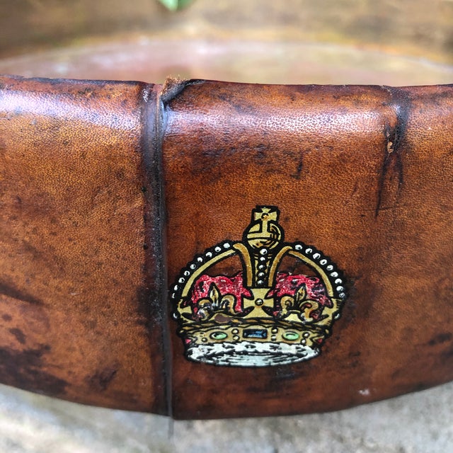 B. H. & G. Ltd. England Leather Encased Low Planter For Sale - Image 4 of 10