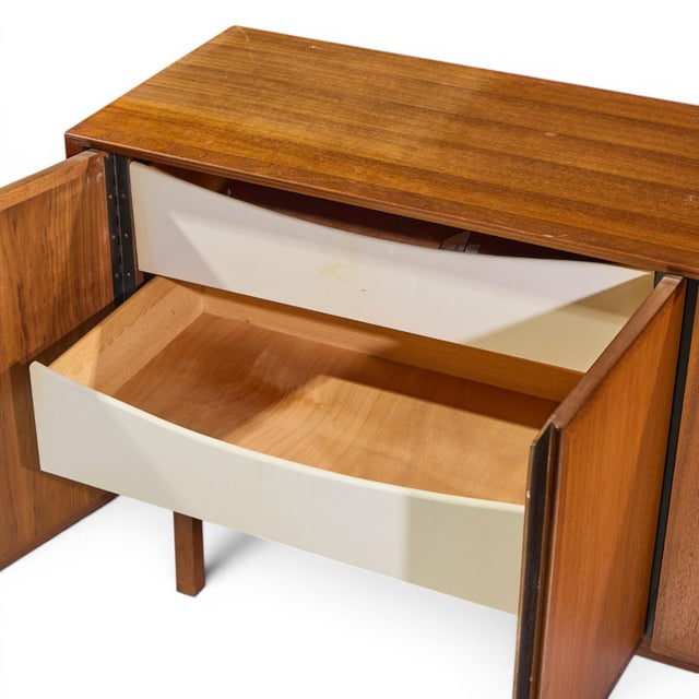 Dillingham Mid Century Walnut and Cane Sideboard Credenza and Hutch For Sale - Image 10 of 14