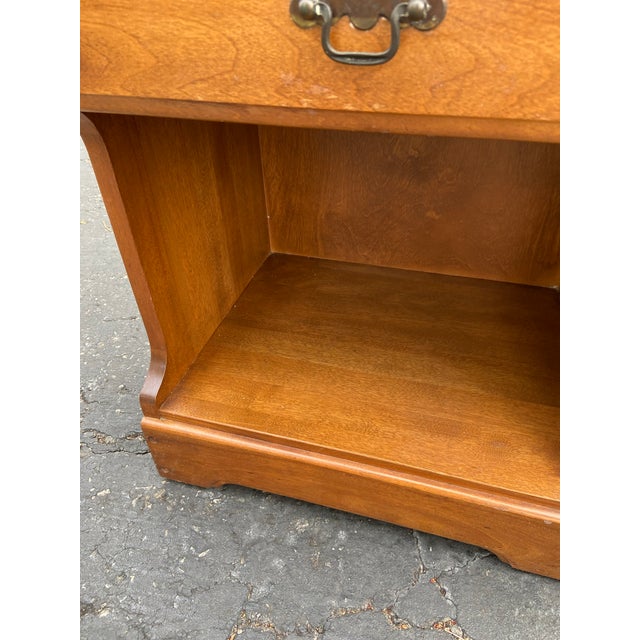 Mid-Century L.A. Period Furniture Co. Solid Birch Single Drawer Open Cabinet Nightstand For Sale - Image 9 of 14