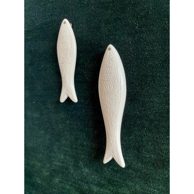Kinetic Art Framed Bas Relief Carved Sardines Deep Forest Green Chenille Textile For Sale - Image 6 of 14
