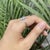 Octagon Cut Geometric Zambian Emerald Ring With Diamond Halo in Silver, Size 8 For Sale - Image 9 of 14