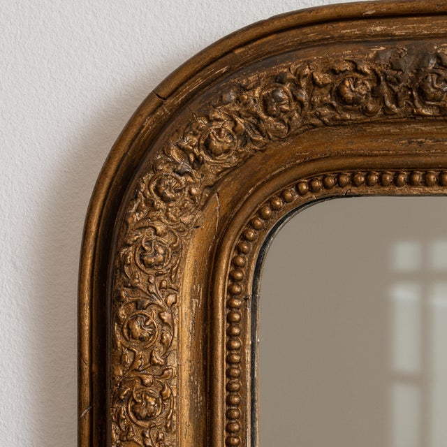 French 19th Century France Antique Gold Carved Giltwood Mirror For Sale - Image 3 of 7