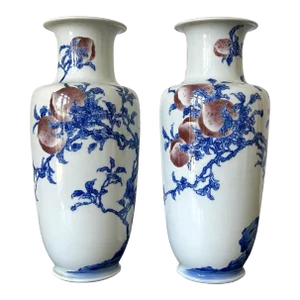 1910s Meiji Period Porcelain Commemorative Vases by Mazuku Kozan - A Pair