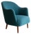 Danish Modern Easy Chair in Teal Blue, 1950s For Sale