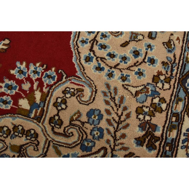 Kerman Rug 7’10” X 11’4” Red Wool Vintage Traditional Hand-Knotted Carpet For Sale - Image 4 of 15