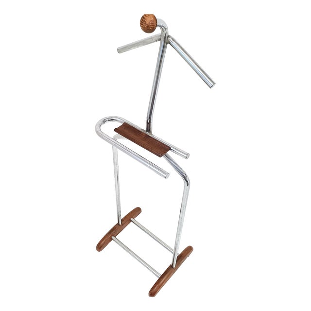 Art Deco Valet Table in Walnut and Chrome Steel, 1920s-1930s For Sale