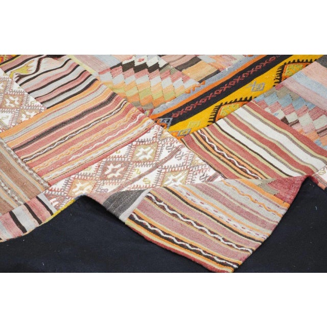 Vintage Turkish Patchwork Hand Knotted Rug With Organic Wool and Soft Texture,4'10"X6'5" For Sale - Image 4 of 4