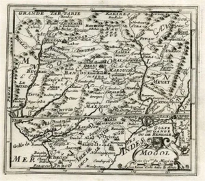 Map of Northern India and Pakistan Mogol, 1758