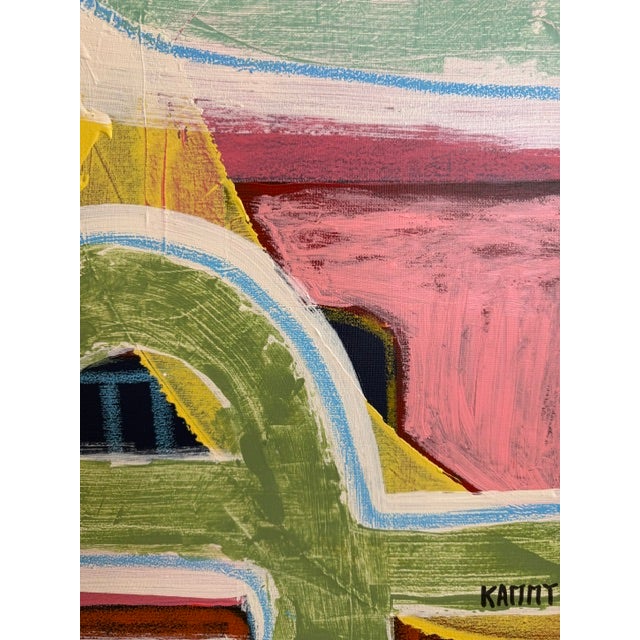 Textile Large 36x48 Contemporary Abstract Acrylic Painting on Canvas – Mint & Pastel Expressions For Sale - Image 7 of 10