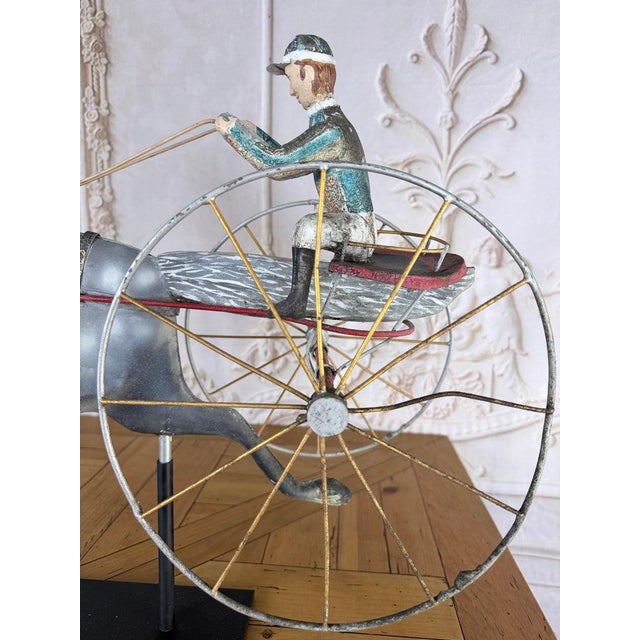 American Folk Art Painted Metal Horse & Sulky Weathervane For Sale - Image 9 of 13