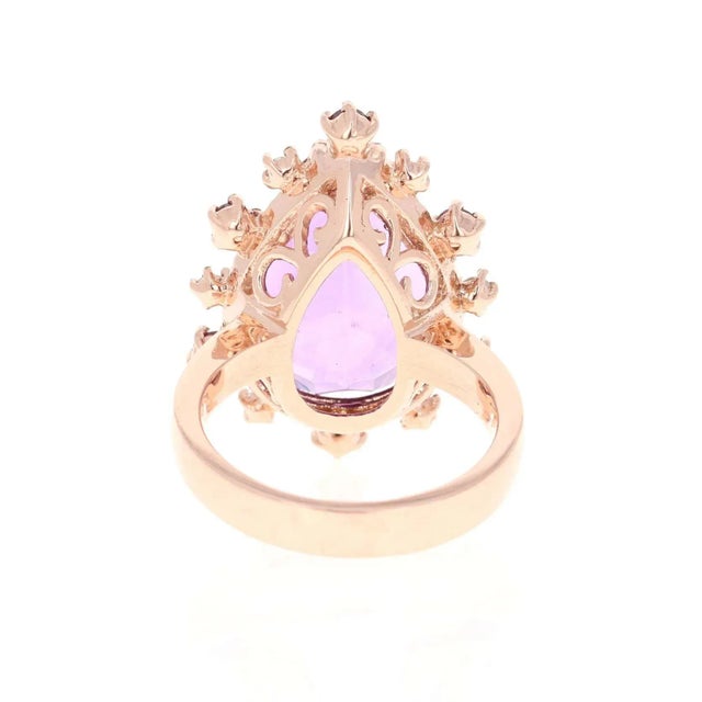 Contemporary 10.16 Ct Amethyst, Garnet, Diamond 14 Karat Rose Gold Ring, Size 7 For Sale - Image 3 of 5