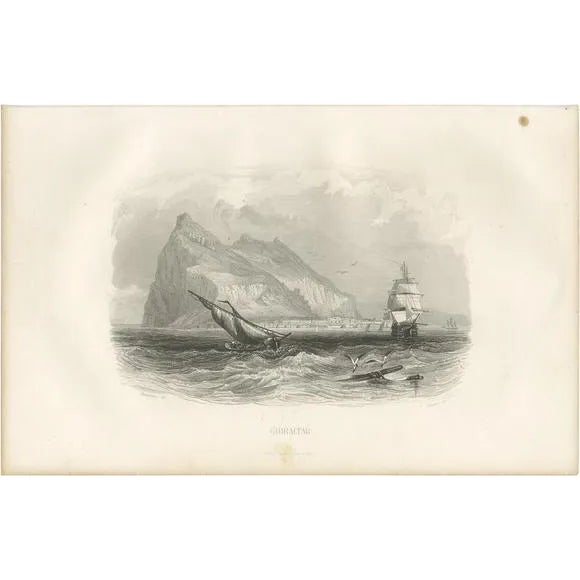 D'Urville, View of Gibraltar, 1853, Print For Sale