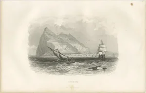D'Urville, View of Gibraltar, 1853, Print