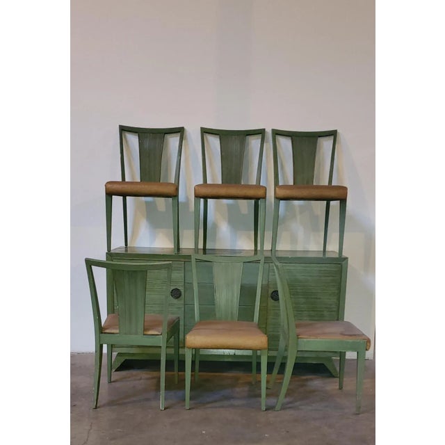 1950s Paul Frankl for Brown Saltman Combed Dining Set Modernism - 9 Piece Set For Sale - Image 10 of 13
