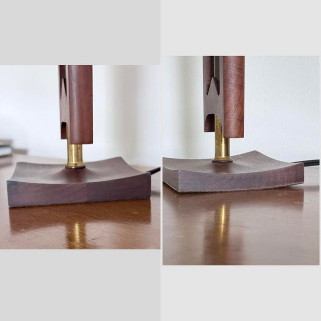 Wood Mid-Century Modern Sculptural Cutout Walnut Table Lamps - Pair For Sale - Image 7 of 12